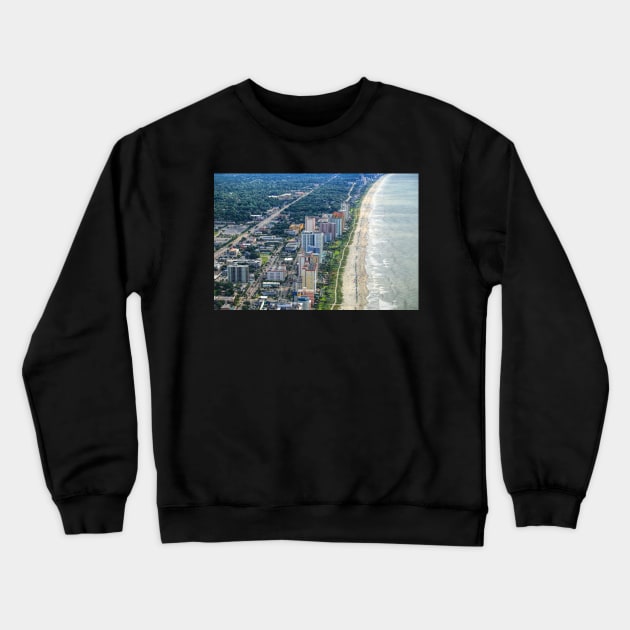 Aerial view of building, Myrtle beach Crewneck Sweatshirt by Carlosr1946